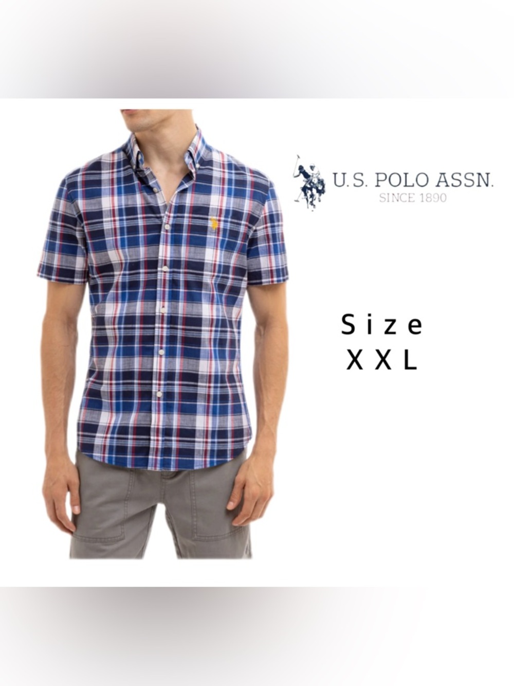 U.S. Polo Assn. Men’s Plaid Short Sleeve Button Down Shirt Size 2XL